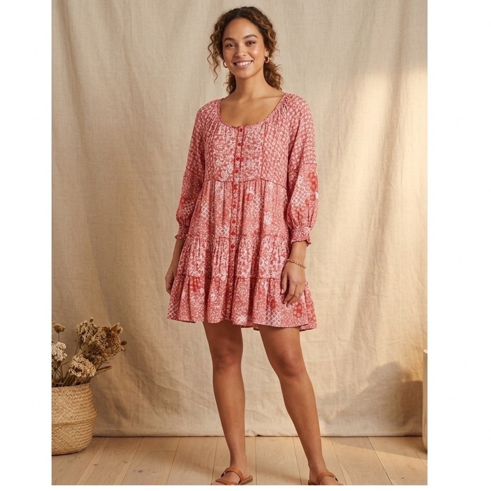 Poupette St. Barth Ciao‎ Lucia Printed Size M/L Midi Dress Flowy Cottagecore